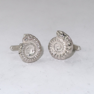 Silver ammonite cufflinks